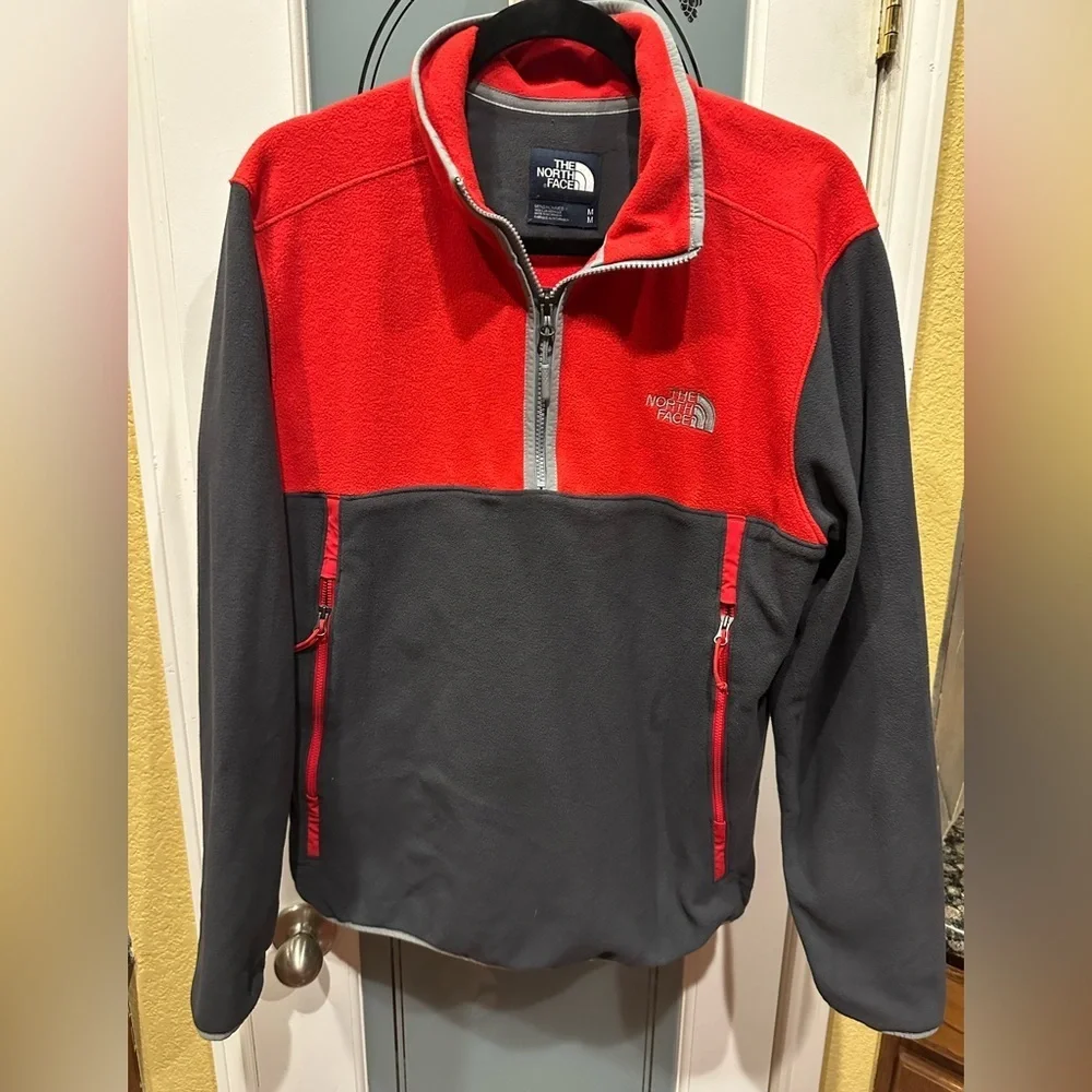 The North Face Men's Red and Gray Fleece Jacket size M